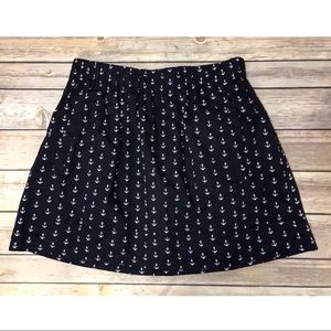 J. Crew Navy Anchor Skirt Nautical Print